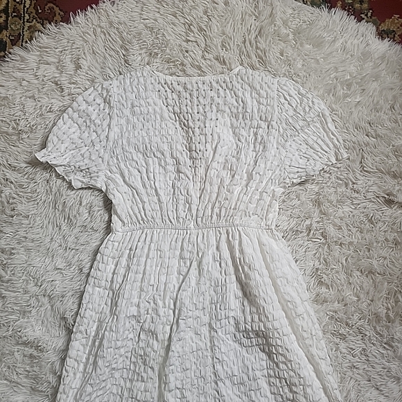 *SOLD* White Semi Sheer White Crinkly Picnic Girly Coquette Babydoll Dress - S - Picture 13 of 15